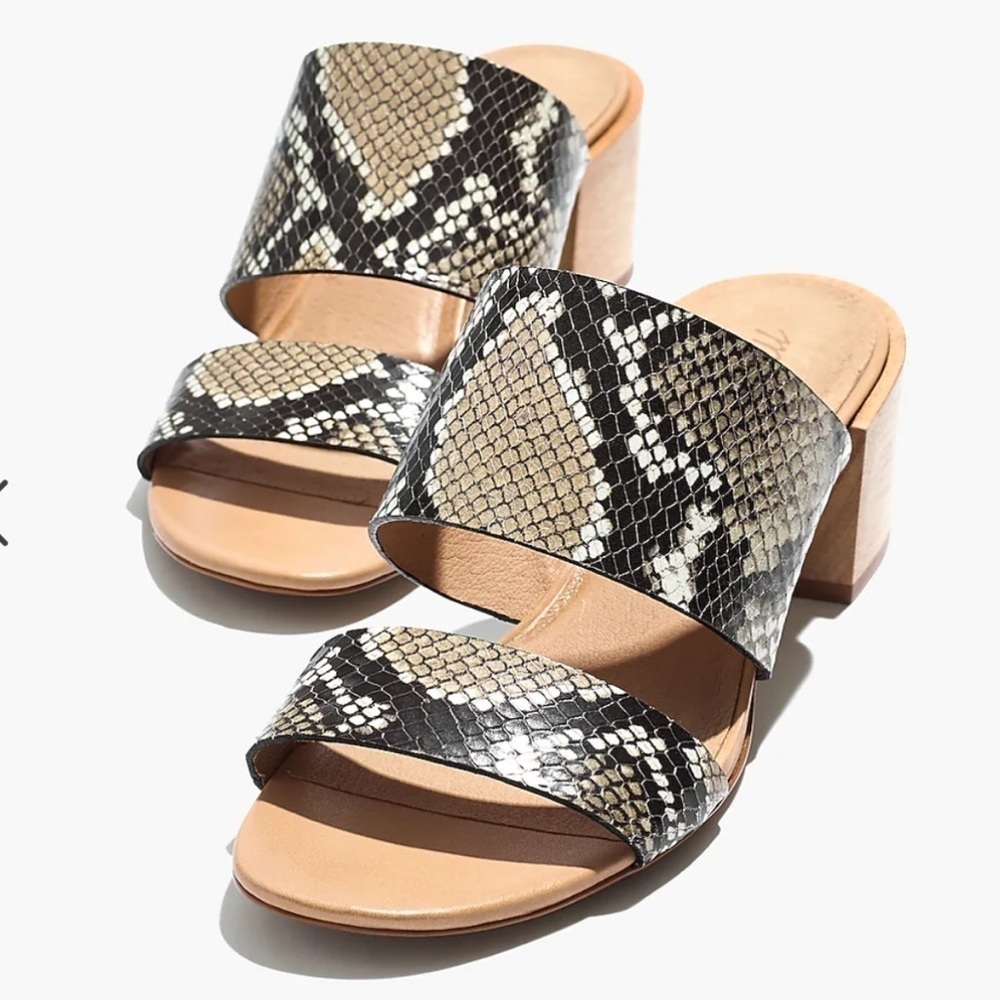 MADEWELL The Kiera Mule Sandal in Snake Embossed Leather Size 7.5
